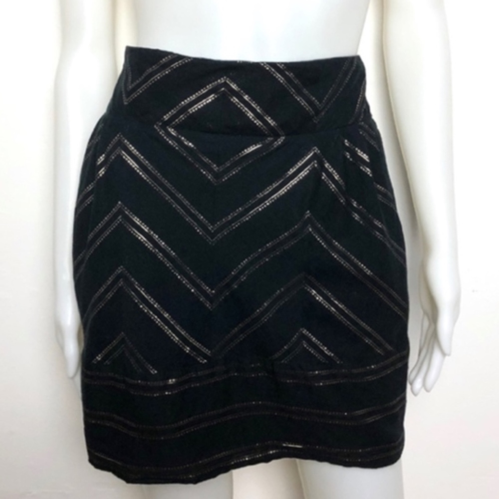 Ecote Black and Gold Festive Mini Skirt